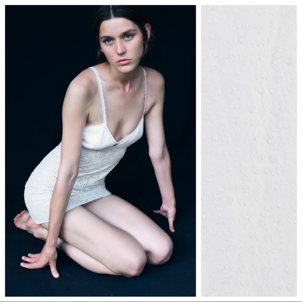 🌹NWT. Zara White Cotton Openwork Embroidered Mini Dress. Size L.
